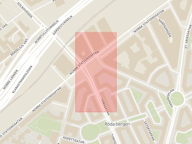 Karta som med röd fyrkant ramar in Torsplan, Stockholm, Stockholms län