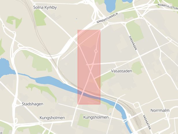 Karta som med röd fyrkant ramar in Vasastan, Sankt Eriksgatan, Stockholm, Stockholms län