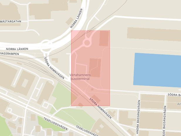 Karta som med röd fyrkant ramar in Värtahamnen, Stockholm, Stockholms län