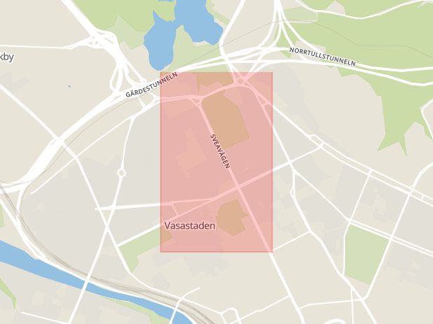 Karta som med röd fyrkant ramar in Sveavägen, Vasastan, Stockholm, Stockholms län