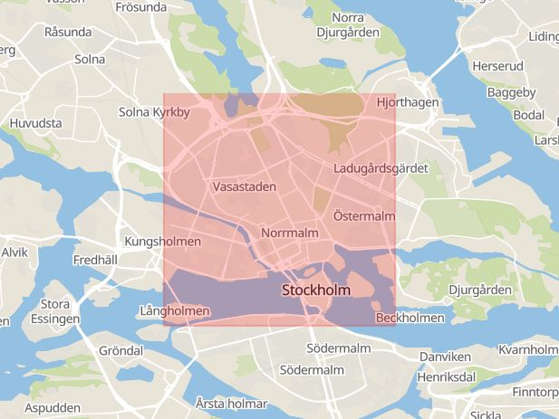 Karta som med röd fyrkant ramar in Birger Jarlsgatan, Jarlsgatan, Norrmalm, Stockholm, Stockholms län