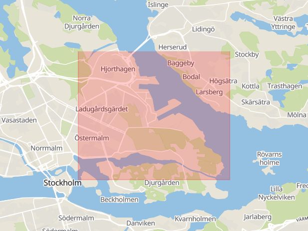 Karta som med röd fyrkant ramar in Gärdets, Stockholm, Stockholms län