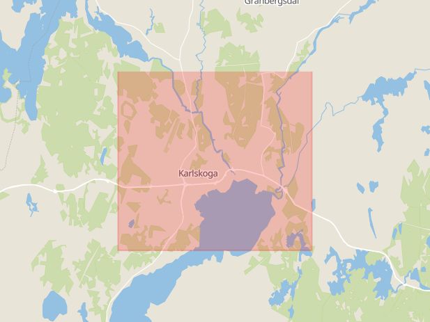Karta som med röd fyrkant ramar in Privat P, Bohultsgatan, Kyrkogatan, Garagegatan, Degerfors, Karlskoga, Örebro län