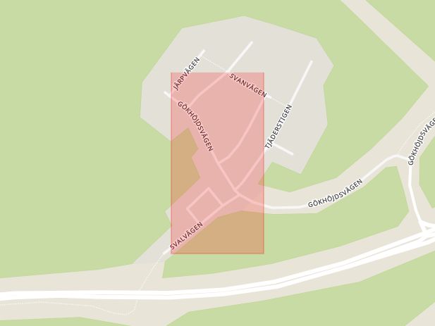 Karta som med röd fyrkant ramar in Gökhöjden, Karlstad, Värmlands län