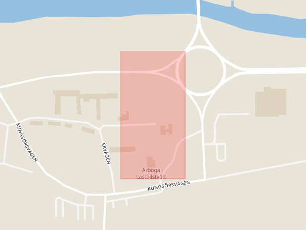 Karta som med röd fyrkant ramar in Rasta, Flygvägen, Arboga, Västmanlands län