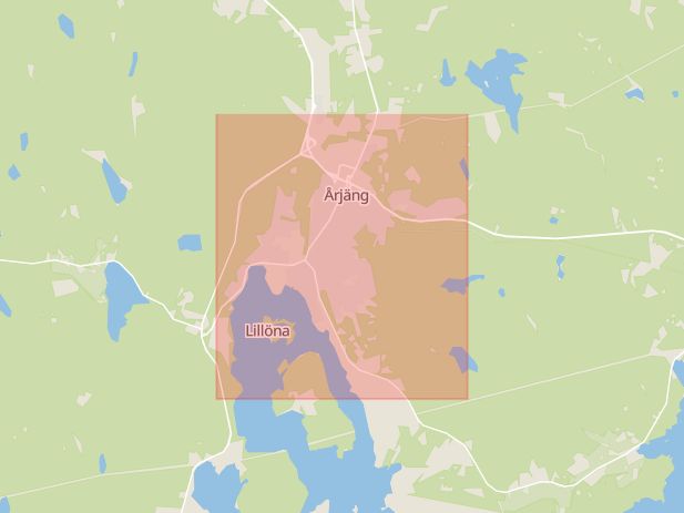 Karta som med röd fyrkant ramar in Årjängs Kommun, Årjäng, Värmlands län
