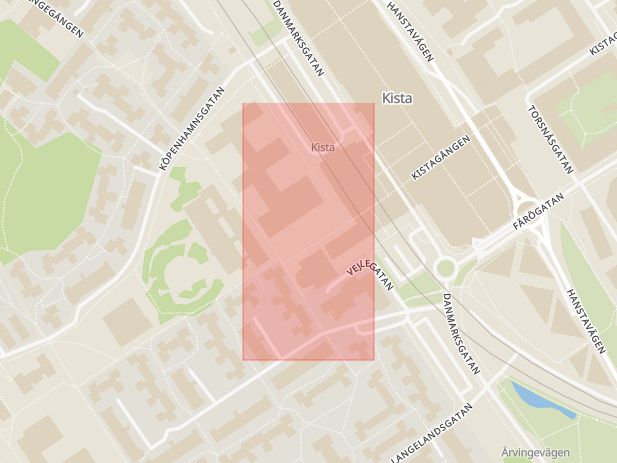 Karta som med röd fyrkant ramar in Kista Torg, Stockholm, Stockholms län