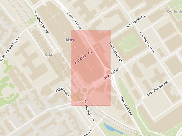 Karta som med röd fyrkant ramar in Kista Centrum, Kista, Stockholm, Stockholms län
