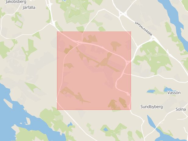 Karta som med röd fyrkant ramar in Spånga By, Stockholm, Stockholms län