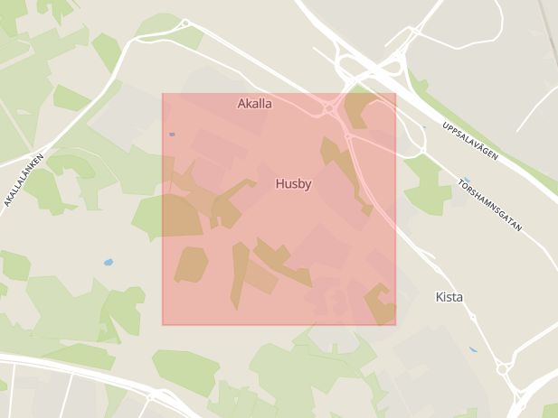 Karta som med röd fyrkant ramar in Badhus, Husby, Stockholm, Stockholms län