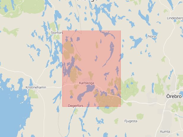 Karta som med röd fyrkant ramar in Örebro, Järntorget, Karlskoga, Örebro län