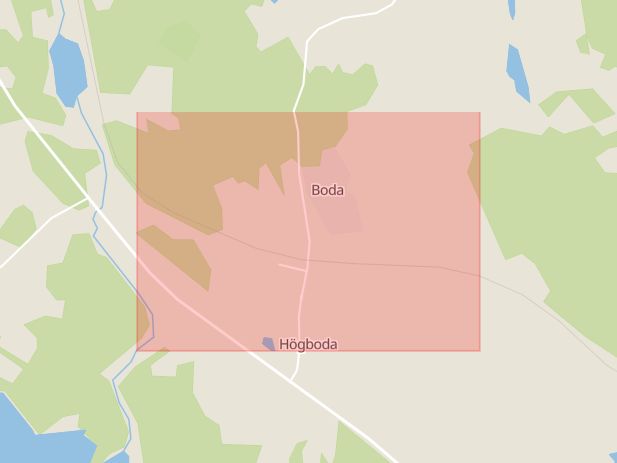 Karta som med röd fyrkant ramar in Högboda, Kil, Värmlands län