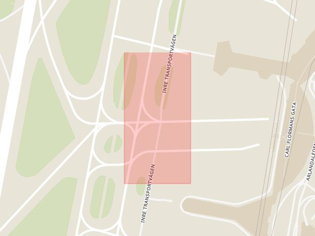Karta som med röd fyrkant ramar in Trafikplats Arlanda, Sigtuna, Stockholms län