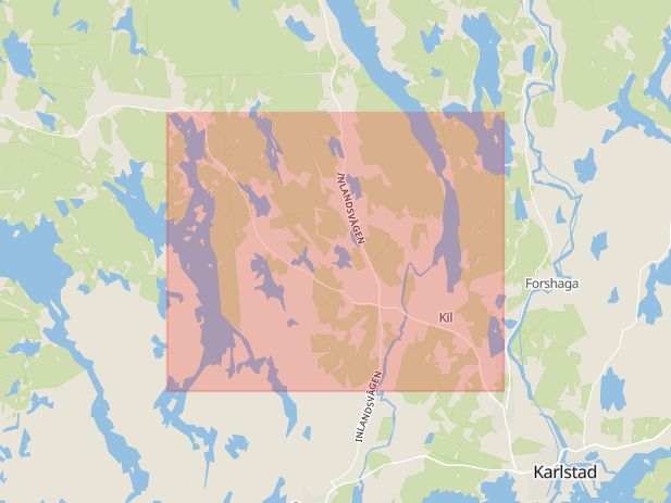 Karta som med röd fyrkant ramar in Arvika, Kil, Värmlands län