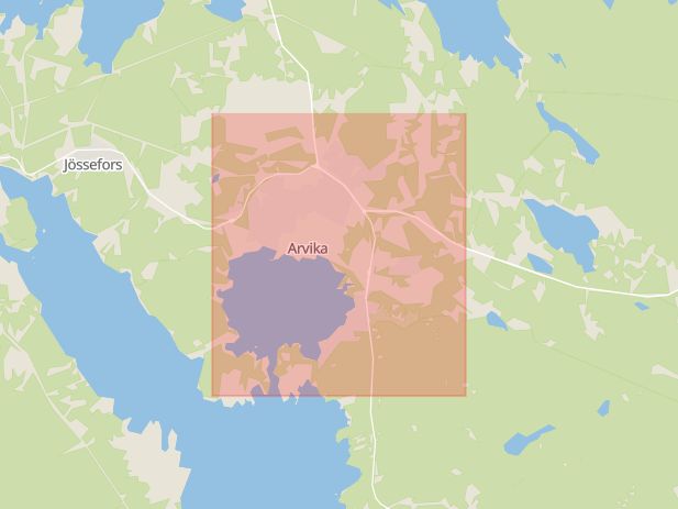 Karta som med röd fyrkant ramar in Karlstad, Arvika, Värmlands län