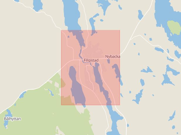 Karta som med röd fyrkant ramar in Hällefors, Filipstad, Värmlands län