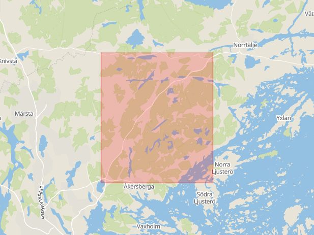 Karta som med röd fyrkant ramar in Norrtäljevägen, Brottby, Vallentuna, Stockholms län