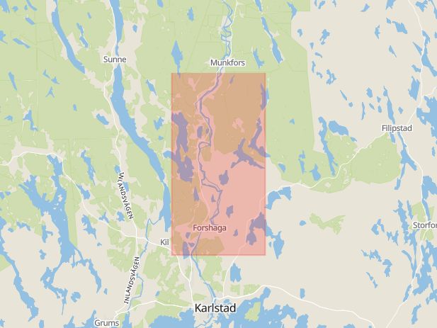 Karta som med röd fyrkant ramar in Värmland, Forshaga Kommun, Värmlands län
