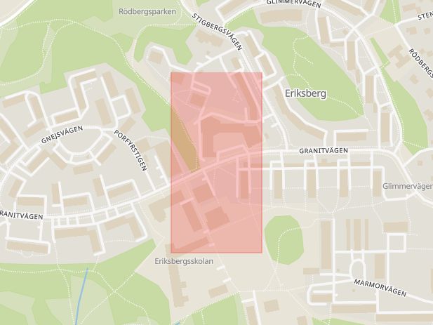 Karta som med röd fyrkant ramar in Norbyvägen, Västertorg, Uppsala, Uppsala län