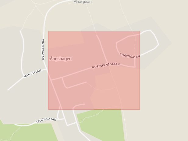Karta som med röd fyrkant ramar in Norrskensgatan, Sala, Västmanlands län