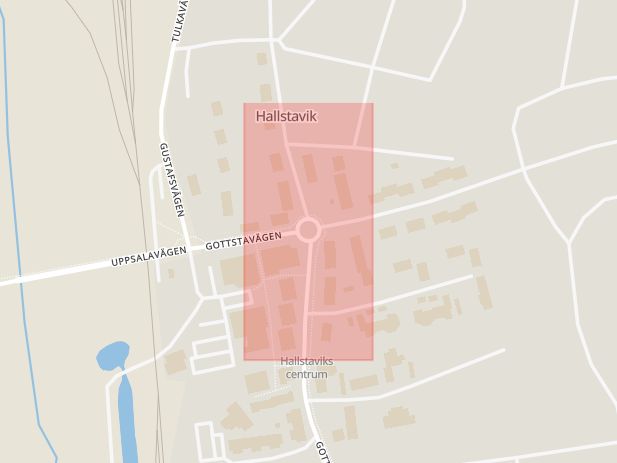 Karta som med röd fyrkant ramar in Hallstavik, Norrtälje, Stockholms län