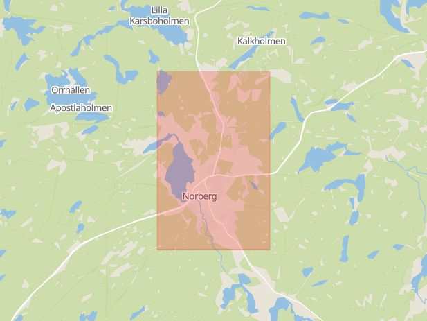 Karta som med röd fyrkant ramar in Adidas, Norberg, Västmanlands län