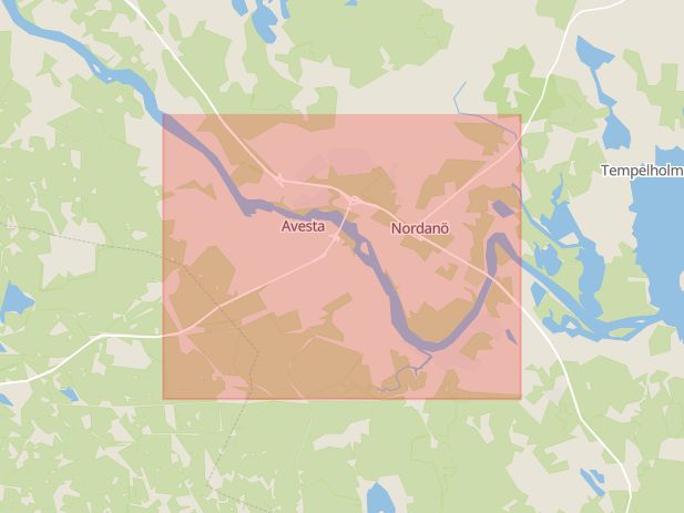 Karta som med röd fyrkant ramar in Avesta, Dalarnas län
