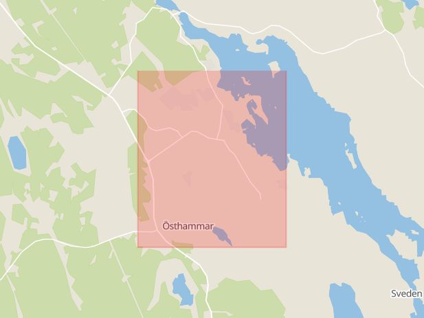 Karta som med röd fyrkant ramar in Östhammars Kommun, Skogsstigar, Gimo, Alunda, Golfklubben, Österbybruk, Länsstyrelsen, Öregrund, Östhammar, Uppsala län