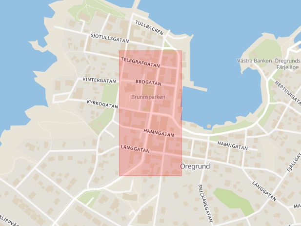 Karta som med röd fyrkant ramar in Öregrund, Östhammar, Uppsala län