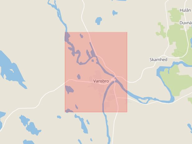 Karta som med röd fyrkant ramar in Vansbro, Dalarnas län