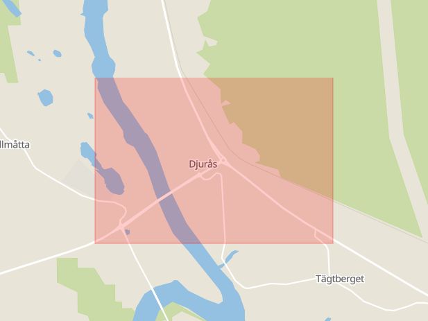 Karta som med röd fyrkant ramar in Djurås, Gagnef, Dalarnas län