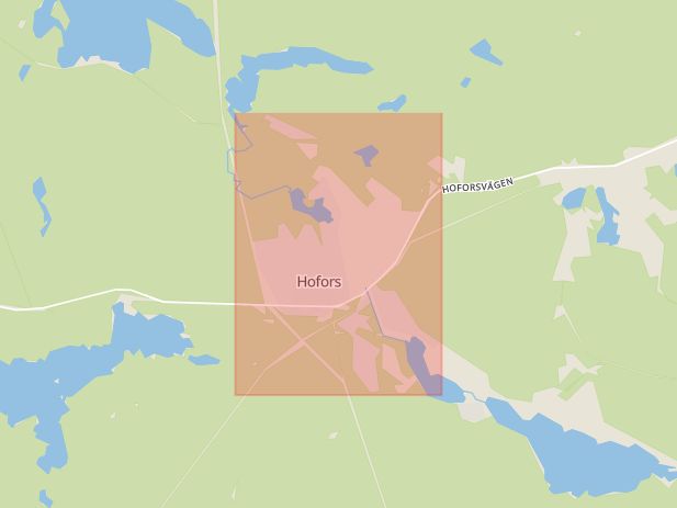 Karta som med röd fyrkant ramar in Hofors, Storvik, Sandviken, Gävleborgs län