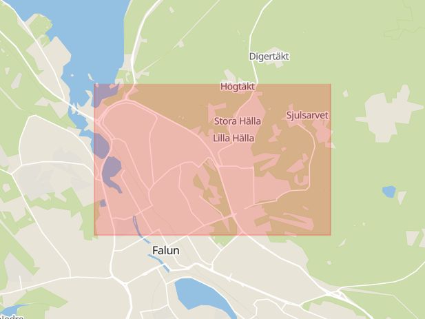 Karta som med röd fyrkant ramar in Bojsenburg, Falun, Dalarnas län
