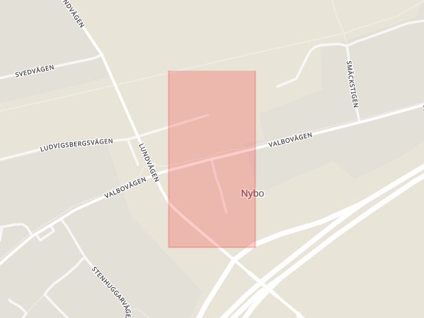 Karta som med röd fyrkant ramar in Valbo, Nybo, Gävle, Gävleborgs län