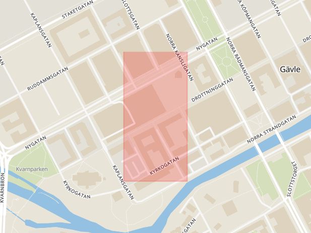 Karta som med röd fyrkant ramar in Systembolaget, Drottninggatan, Gävle, Gävleborgs län