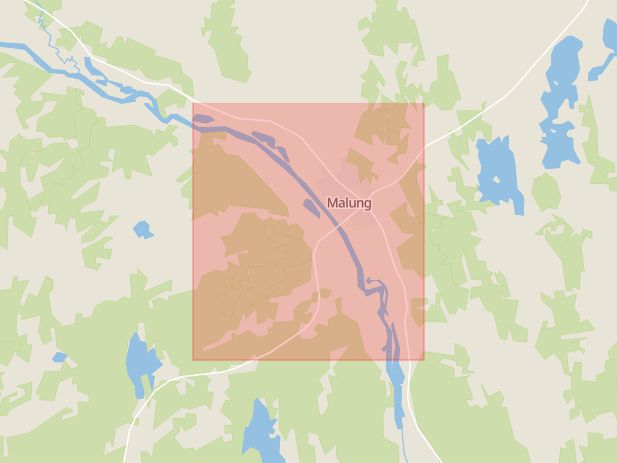 Karta som med röd fyrkant ramar in Malung, Hjulingen, Malung-sälen, Dalarnas län