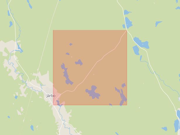 Karta som med röd fyrkant ramar in Ockelbovägen, Sandviken, Gävleborgs län