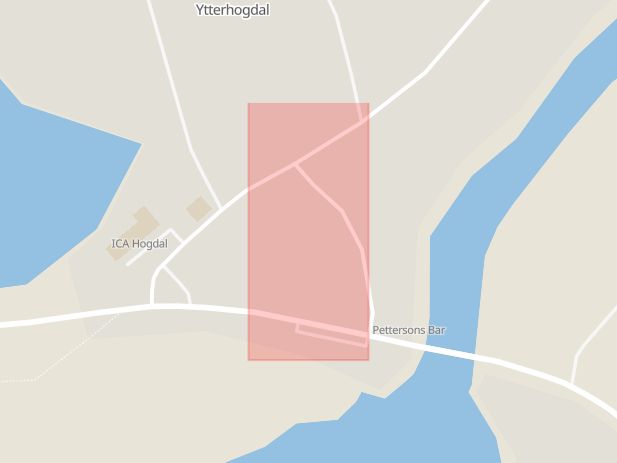 Karta som med röd fyrkant ramar in Östersund, Basvägen, Jordbruksvägen, Torvalla, Ytterhogdal, Hagvägen, Vallsundsvägen, Jämtlands län