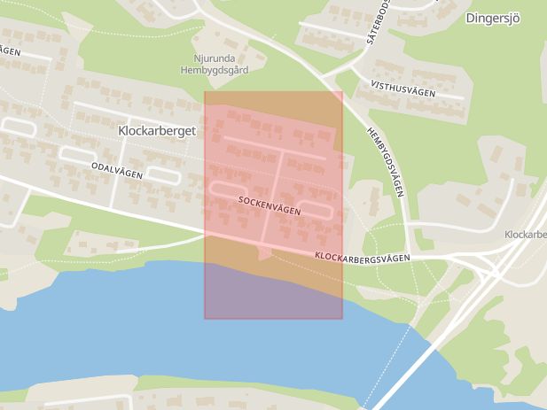 Karta som med röd fyrkant ramar in Njurunda, Sockenvägen, Sundsvall, Västernorrlands län