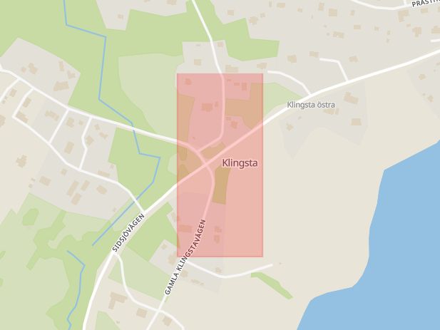 Karta som med röd fyrkant ramar in Allsta, Klingsta, Sundsvall, Västernorrlands län