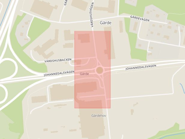 Karta som med röd fyrkant ramar in Gärde, Sundsvall, Västernorrlands län