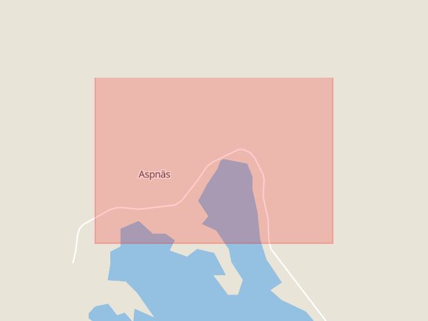 Karta som med röd fyrkant ramar in Aspnäs, Härnösand, Västernorrlands län