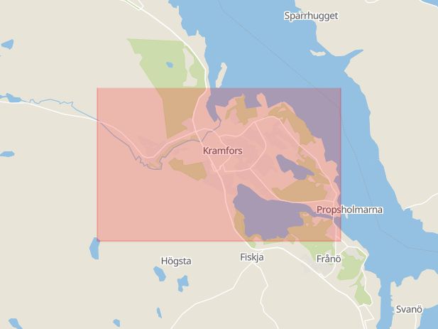 Karta som med röd fyrkant ramar in Gubbmyran, Kramfors, Västernorrlands län