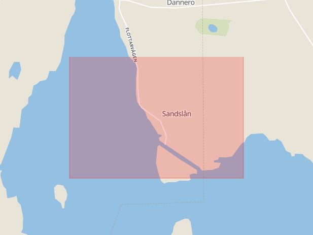 Karta som med röd fyrkant ramar in Sandslån, Kramfors, Västernorrlands län