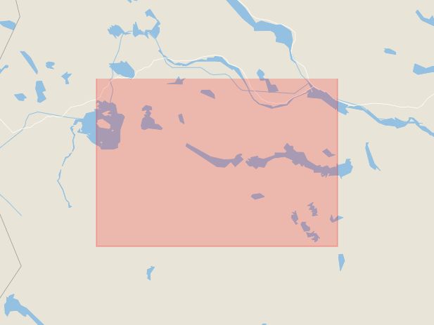 Karta som med röd fyrkant ramar in Vålådalen, Ottsjön, Åre, Jämtlands län