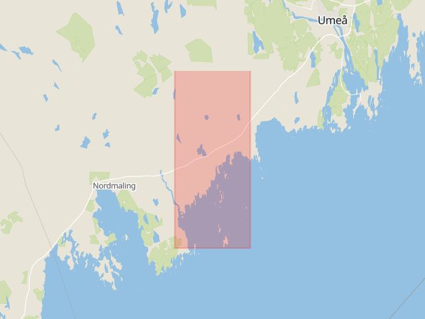 Karta som med röd fyrkant ramar in Nordmaling, Hörnefors, Västerbotten, Västerbottens län