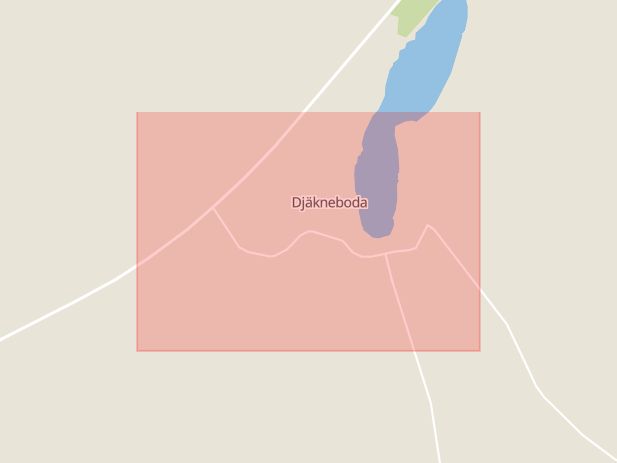 Karta som med röd fyrkant ramar in Djäkneboda, Robertsfors, Västerbottens län
