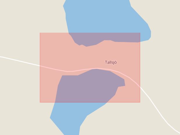 Karta som med röd fyrkant ramar in Tallsjö, Västerbottens län