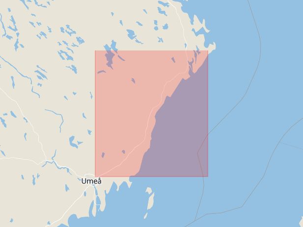 Karta som med röd fyrkant ramar in Umeå, Nydala, Robertsfors Kommun, Södra Sidan, Parkbron, Skellefteå Centrum, Västerbottens län