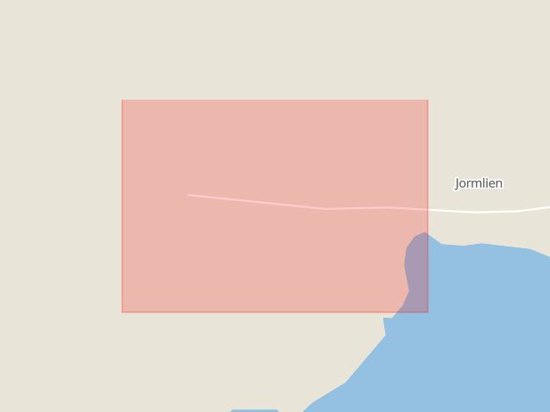 Karta som med röd fyrkant ramar in Jormlien, Strömsund, Jämtlands län